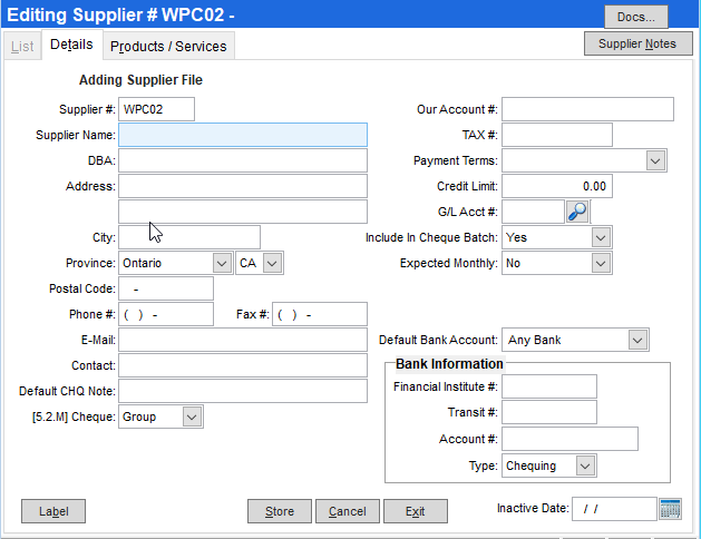 Add a vendor or supplier (Back Office)
