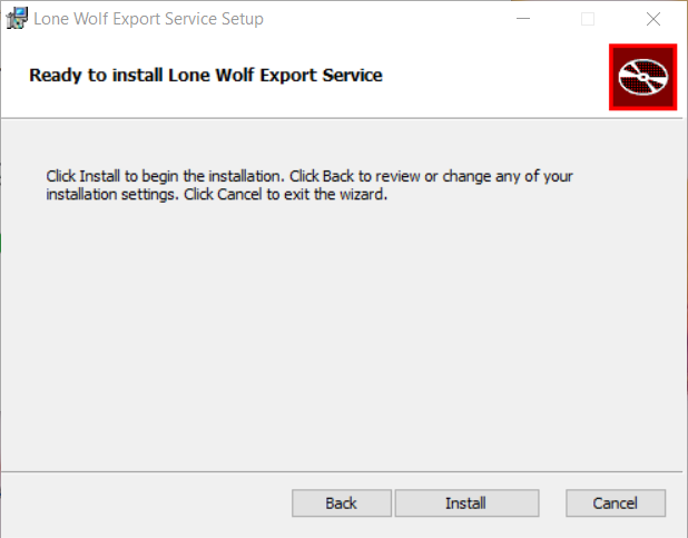 ready to install the export service window