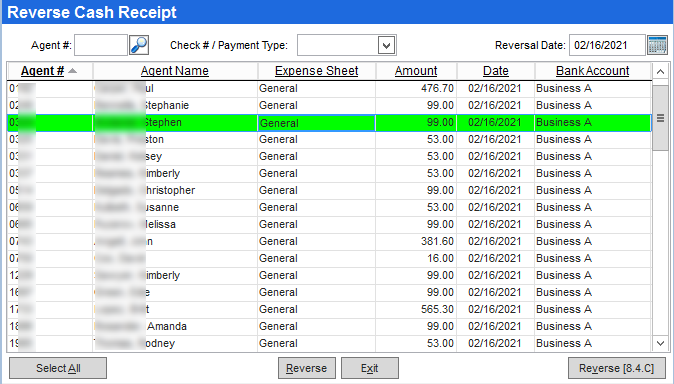 Reverse an agent's credit card payment (Back Office)