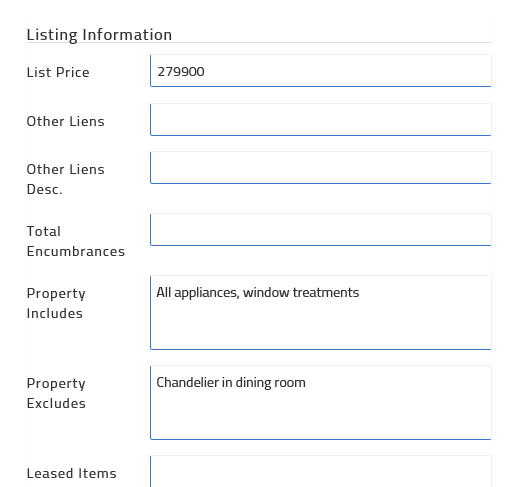 listing information in transaction