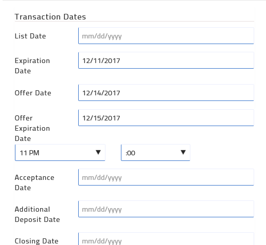 transaction dates in transaction