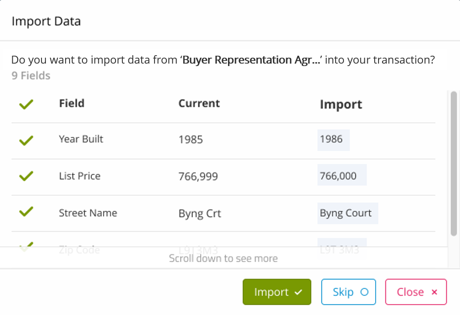 Import PDF information from a form into a transaction (zipForm Edition)